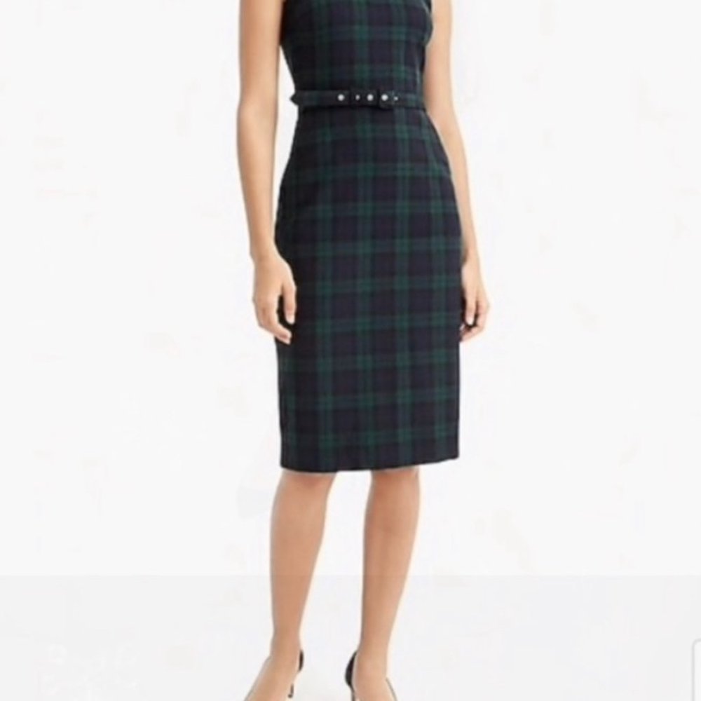 J. Crew Belt Sheath Dress Black Watch Plaid Tartan H4882 NWT 6